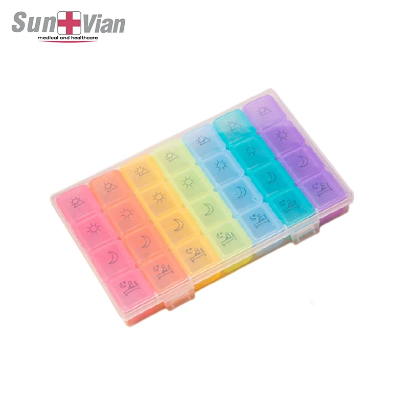 Plastic 7 Days Portable Pill Storage Cases Weekly Pill Box With Cover