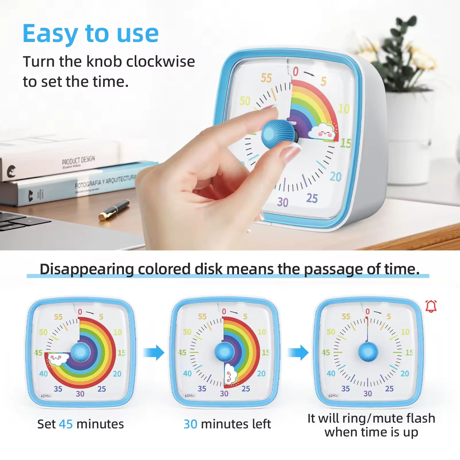 OEM Yunbaoit student Study Visual Timer Classroom time management Timer Clock Productivity Countdown Time Visual timer for kid
