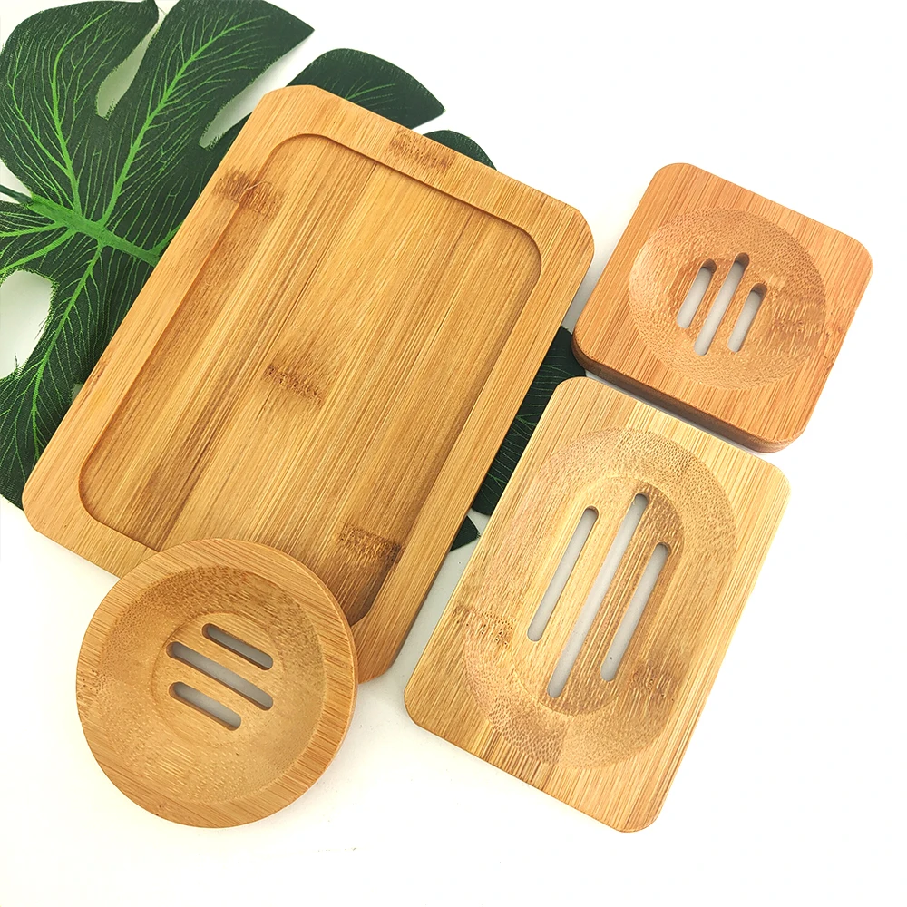 Wholesale Portable Bamboo Soap Dish Bathroom Wooden Soap Box Tray Holder Container With Drain