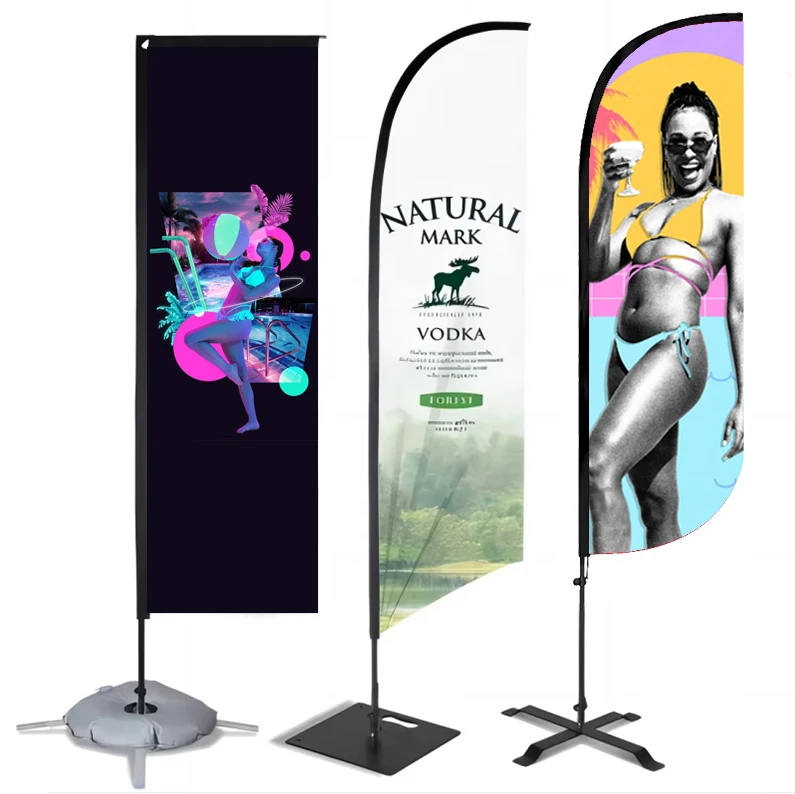 Customized Summer  Tourism Advertising Thermal Transfer Double-side Printing Beach Flag
