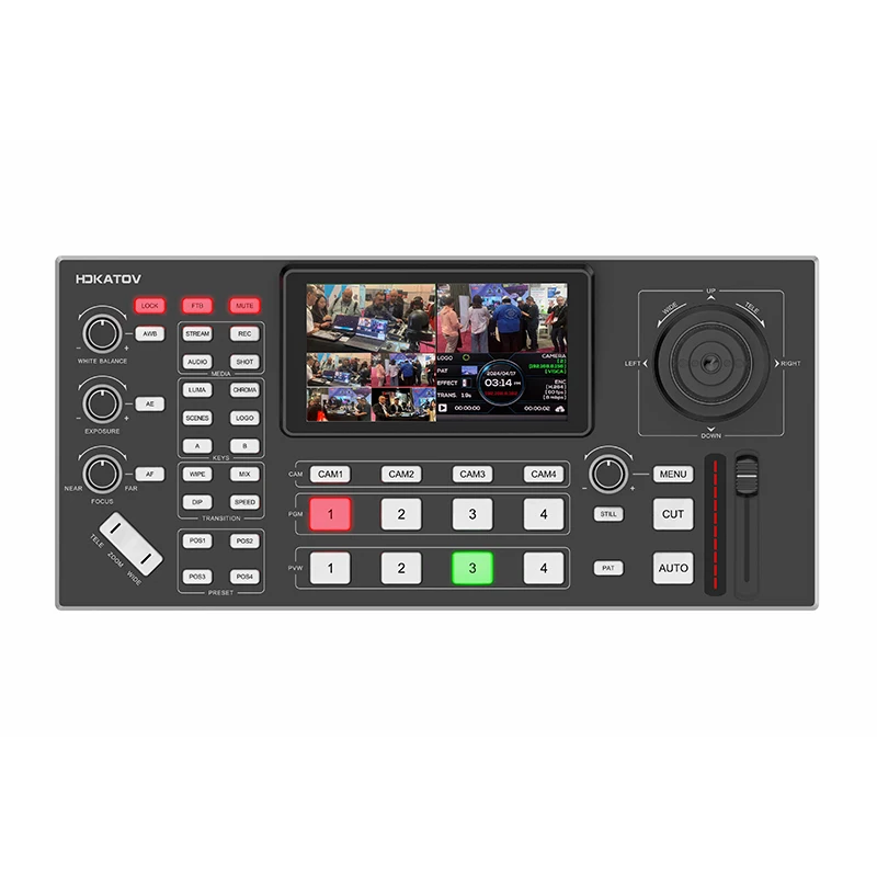 JJTS Hot Selling 4 Channel vMix Atem IP Controller Panel Video Mixer Switcher Live Streaming for Sport Church TV Studio
