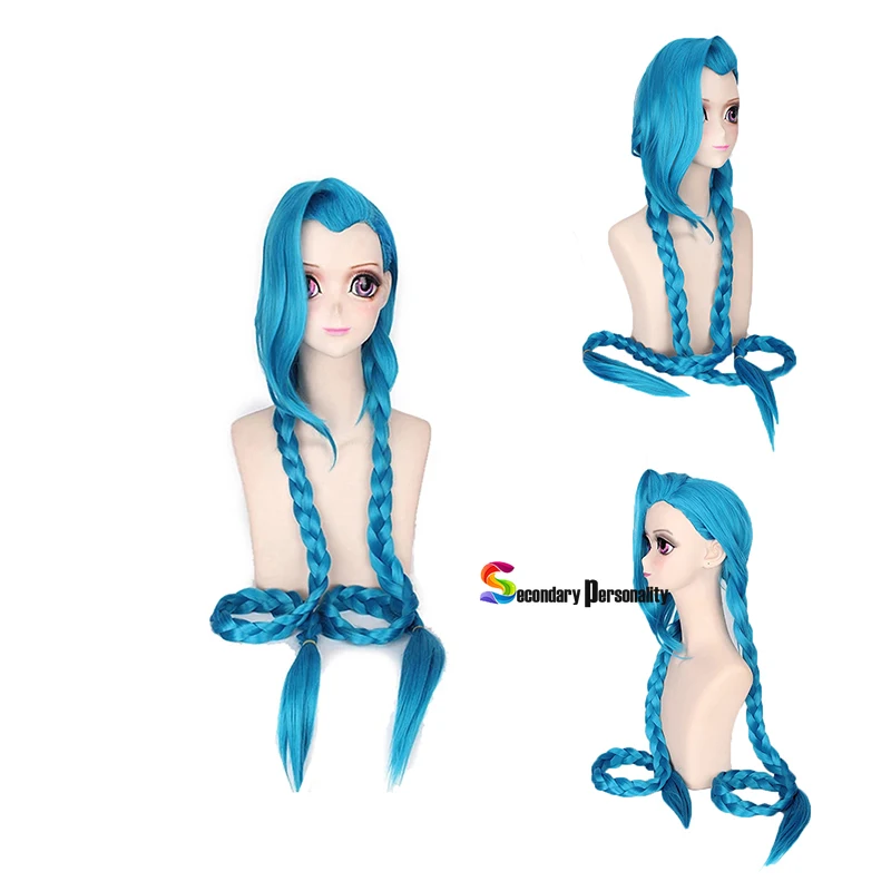 Jinx Vi Cosplay Wigs Game LOL Arcane Jinx Cosplay Blue Heat Resistant Synthetic Hair Jinx Juvenile And Junior Woman Hair Wig