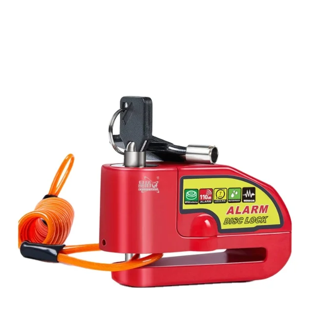 Motorcycle Alarm Lock Bicycle Security Disc Brake Alarm Lock Anti-theft Zinc Alley Cable Bike Lock  with cable