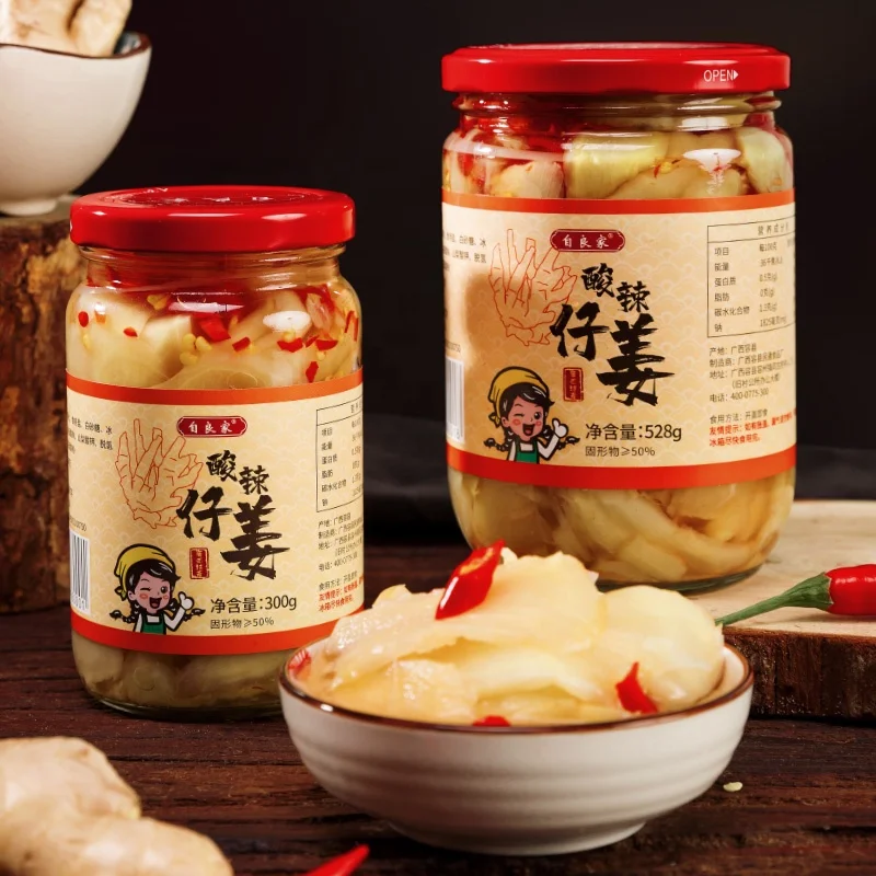 Factory direct sales  hot and sour ginger spicy pickles bottled instant appetizer