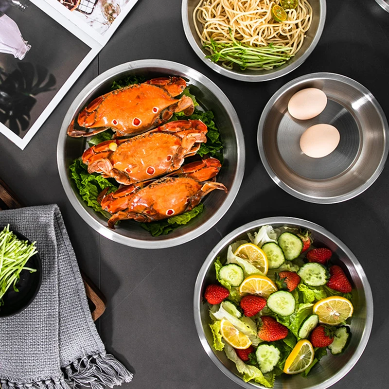 2024 news product round shape unbreakable hotel serving metal 316 stainless steel dinnerware dinner set luxury dishes & plates