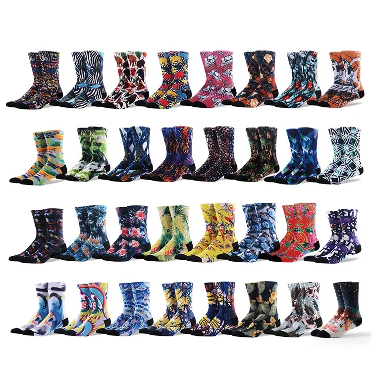 Sustainable Anti-Slip Breathable Printed Socks For Men,Custom Printed Compression Custom Printing Socks