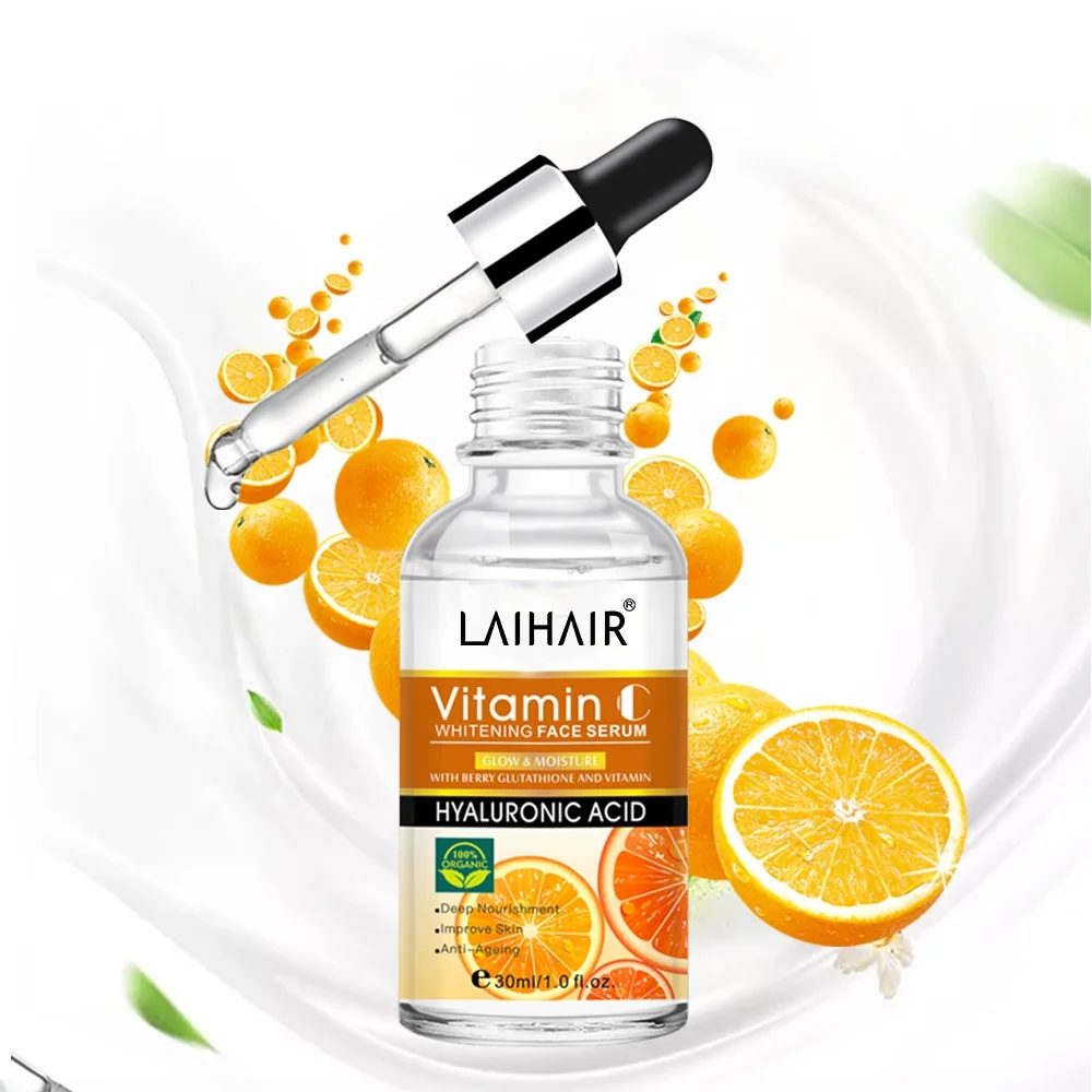 Skin Care Serum Vitamin C Whitening Face Serum Remove Dark Circles Fade Freckles Spots Melanin hyaluronic acid serum for face