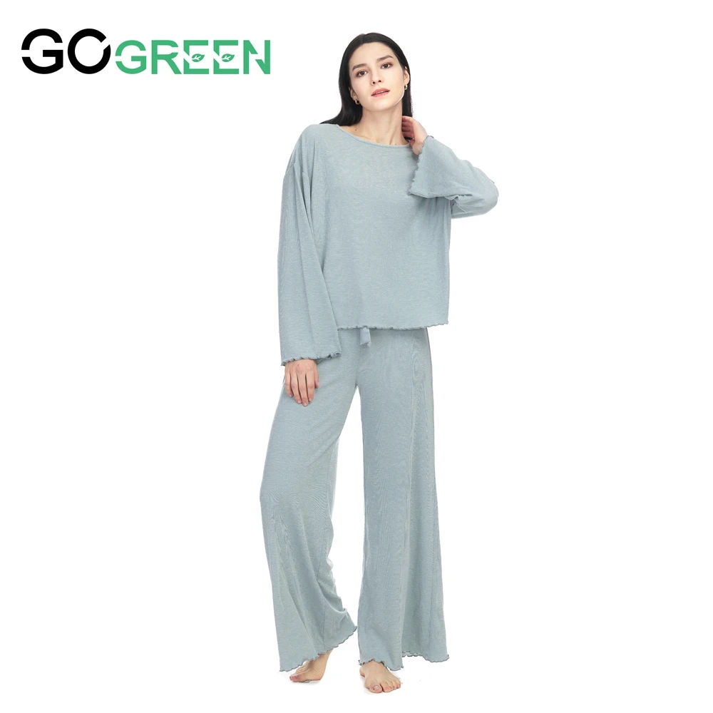 Keep Warm And Smooth Cotton Long Sleeve Light Blue Fleece Pajama Sets