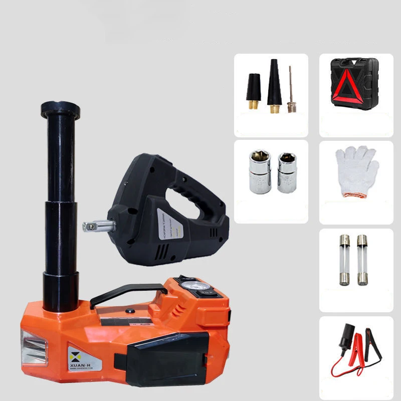 5T Electric Car Jack Kit  Hydraulic Floor Jack with Tire Inflator   With Socket Tool Kit for Car SUV Truck Lift Flash Light