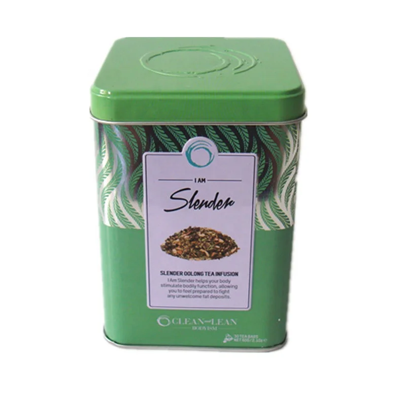 Square cube twinings tea tin box transparent window on lid can be choose