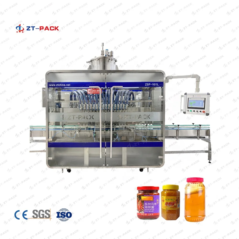 Automatic 6 Head or 8 Head Jar Cooking Piston Pump 100ml 250ml Honey/Sauce/Paste Filling Machine Production Line