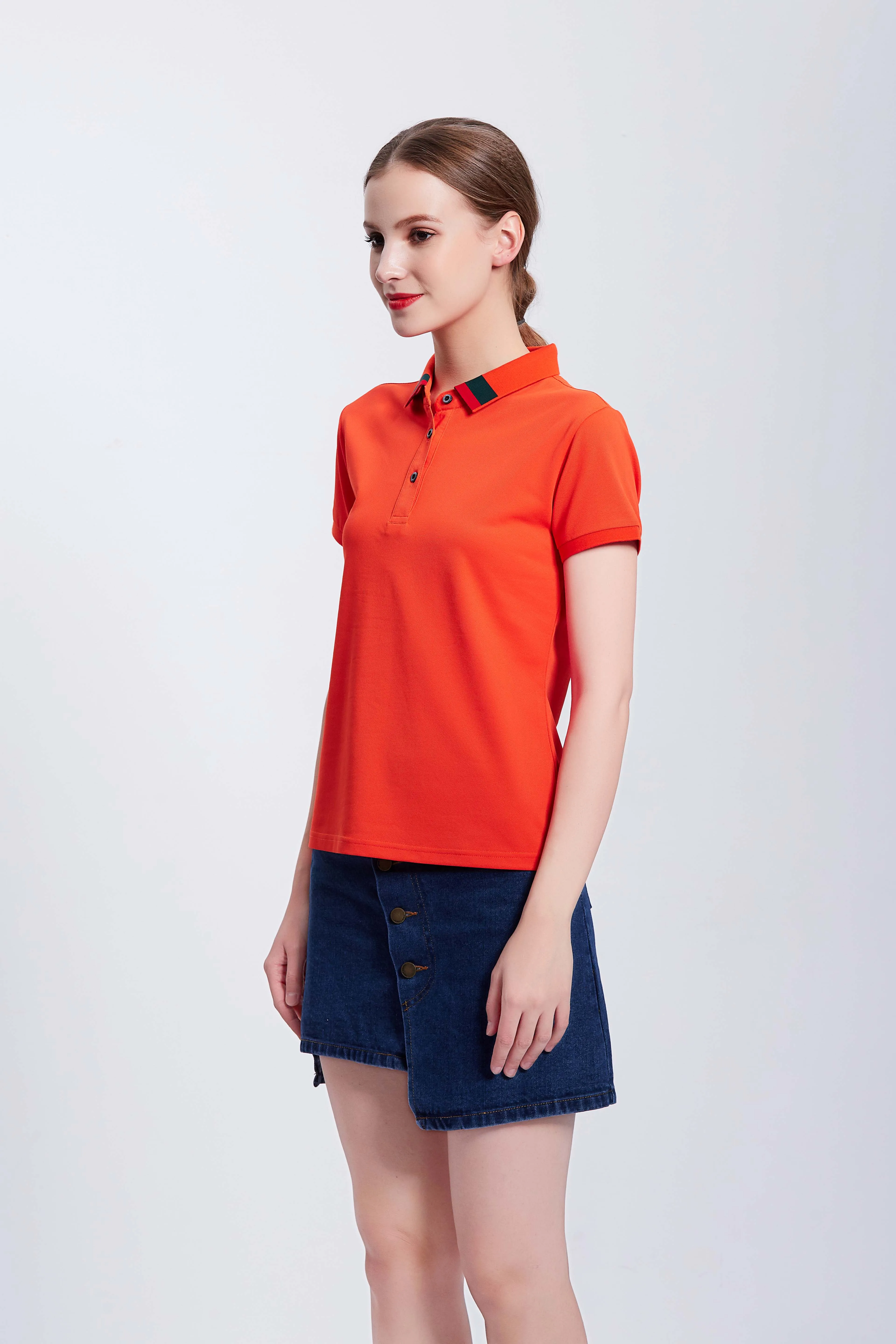 Wholesale Restaurant Uniform design orange custom polo shirts unisex