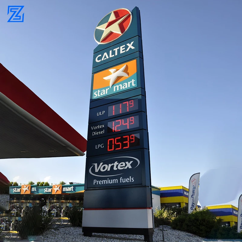 petrol pylon sign with led gas station price signboard Caltex customized