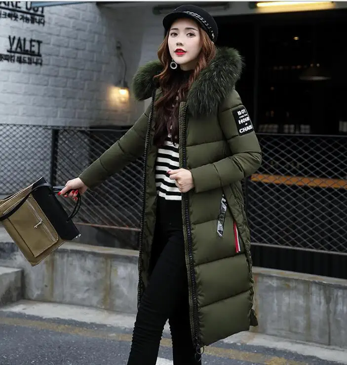 
Winter Women Jacket Long Down Jacket Padded Coat Ladies Slim Hooded Parka 