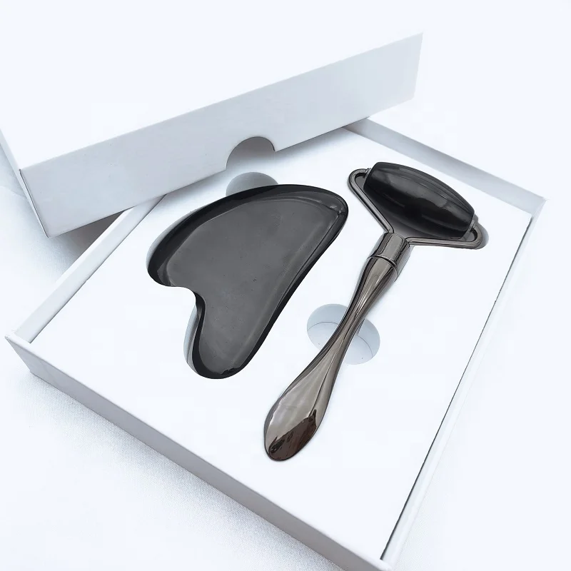 Wholesale Skin Massage Bian Stone Scrapping Black Obsidian Gua Sha Jade Roller