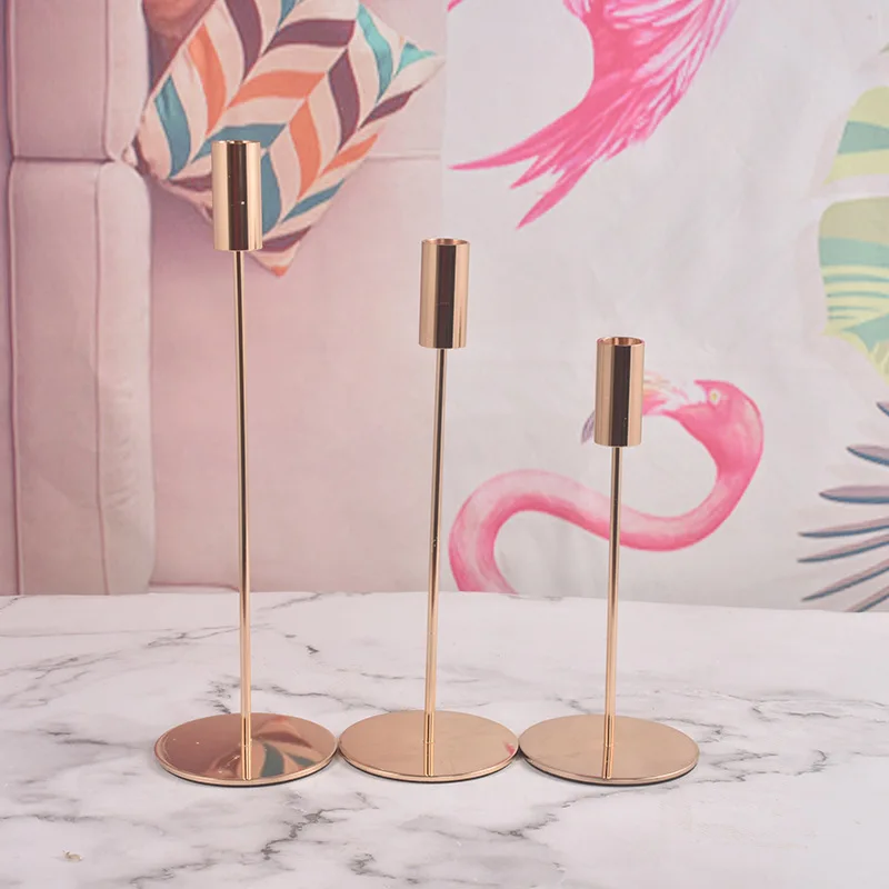 Luxury Candlelight Dinner Vintage Iron Candlestick Ornaments Electroplated Wedding Home Decorative Candlestick