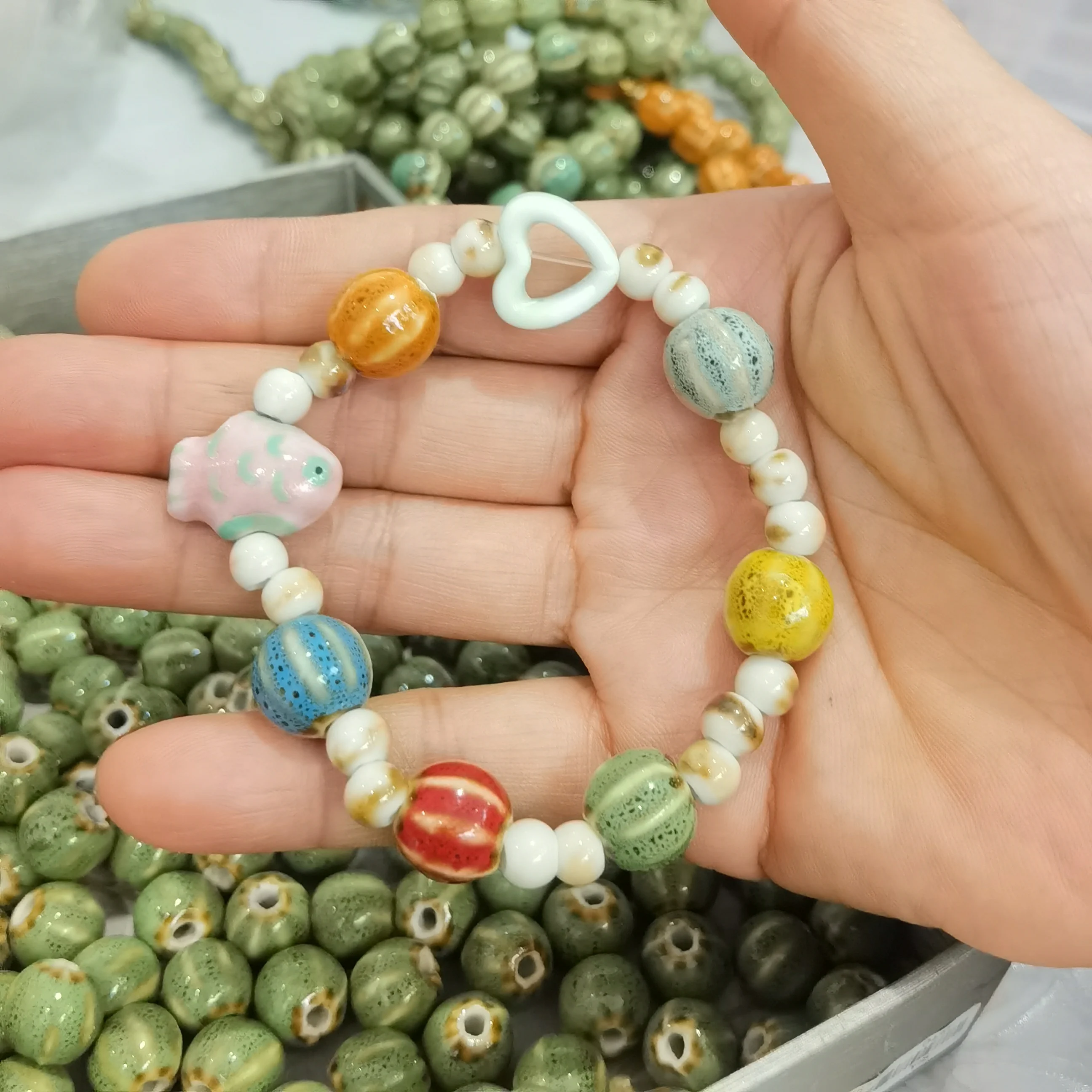 Wholesale Retro Art Sea Animal Fairy Fashion Bracelet Jewelry Multi-Color Multi-Shape Cute Handmade Creative Ceramic Bracelet