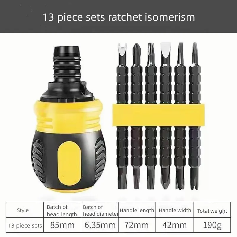 Retractable Dual-purpose Ratchet Screwdriver Cross Head Slotted Screwdriver Set