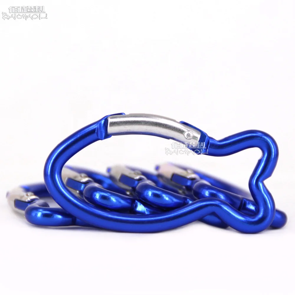 cheap Baichao Factory Direct Sale 6#  62*32*4.9mm fish  metal clip snap carabiner hooks for pet camping hiking can custom logo