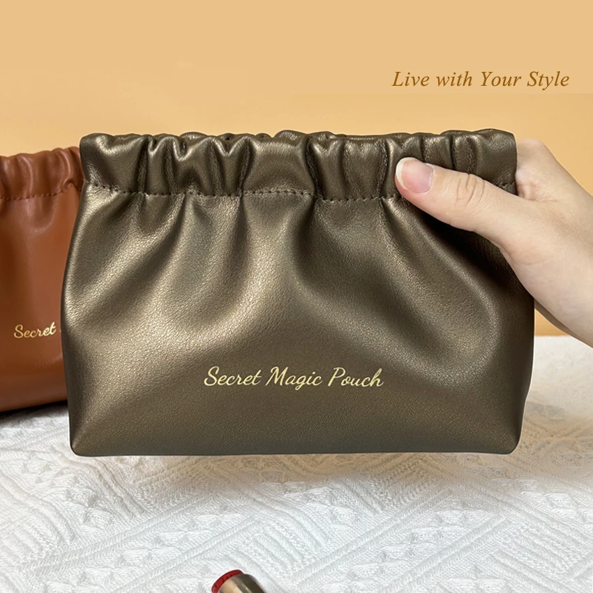 Travel organizer accessories Bag Wholesale PU leather Toiletry Lipstick Pouch Bag Water-proof Custom makeup Bag shrapnel pouch