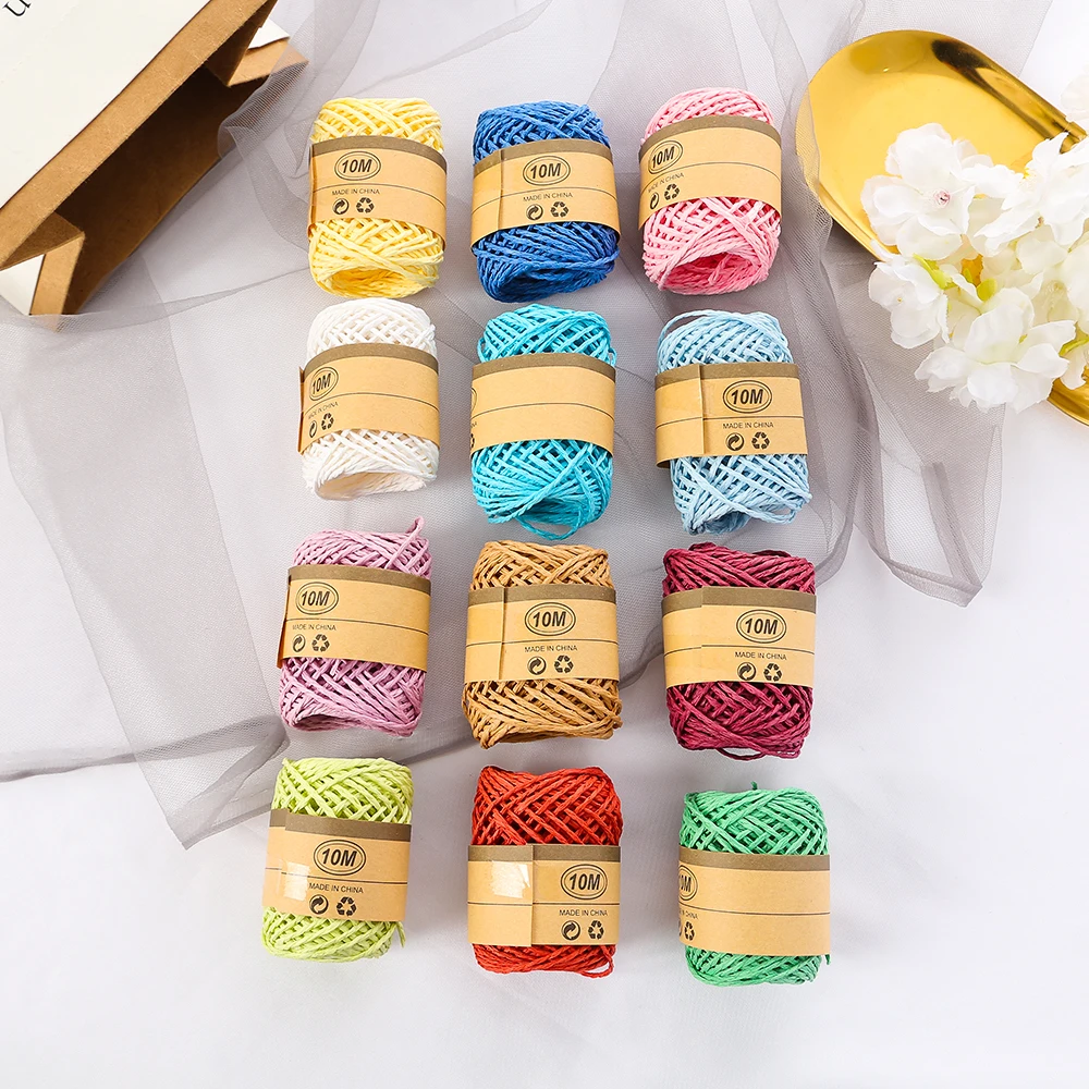 
Wholesale Handicraft Gift Twisted Natural Raffia Paper Ribbon String for Gift Wrapping Box Packing and Party Favor 