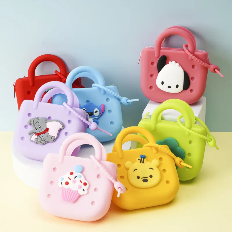 Mobile phone storage bag Diagonal silicone mini coin purse Lightweight and compact new cartoon DIY hole key case