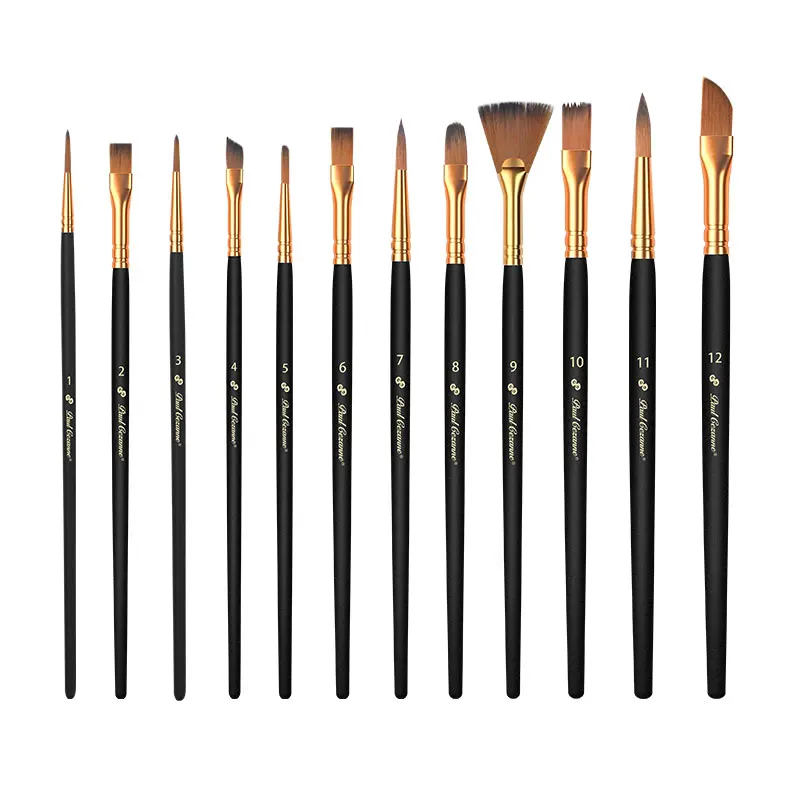 6 шт масло набор кистей в черном деревянном корпусе полюс Кисть оптовая продажа с фабрики Кисти Набор для нейл Арта, набор