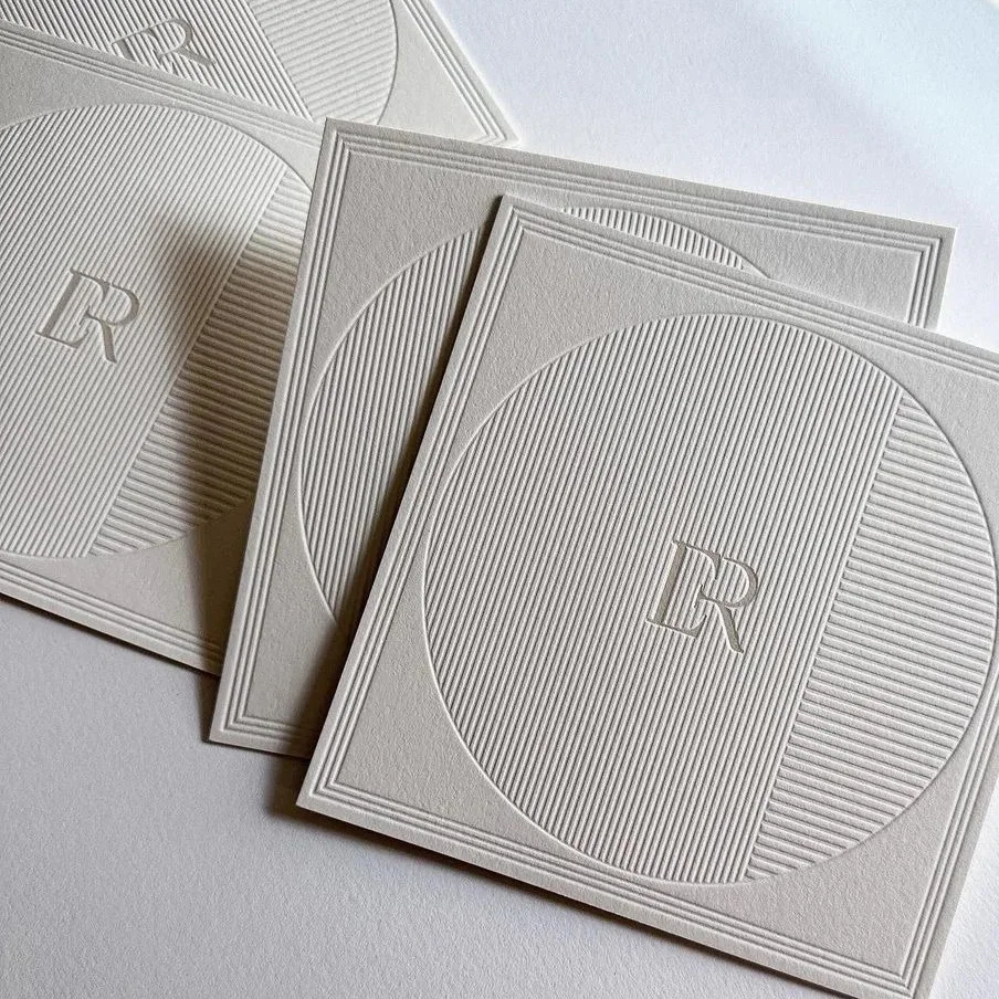 Wholesale Luxury Foil Gold Letterpress Greeting Card Custom Business Card Debossed Thank You Cards With Envelopes