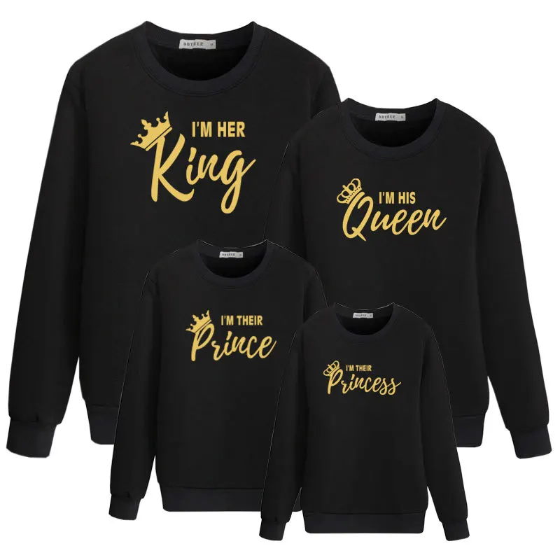 
Custom Letter Print King Queen Prince Princess Sweatshirts Wholesale Oversize Casual Pullover Spring Family Matching Clothing 