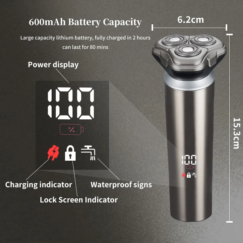 Factory Direct Sale IPX4 Washable Design 3D All-around Shaving Intelligence Rechargeable Men Shaver