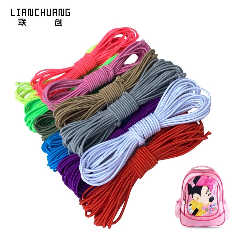 Factory Custom  2.5mm rainbow    Multicolor Round elastic cord   for garment