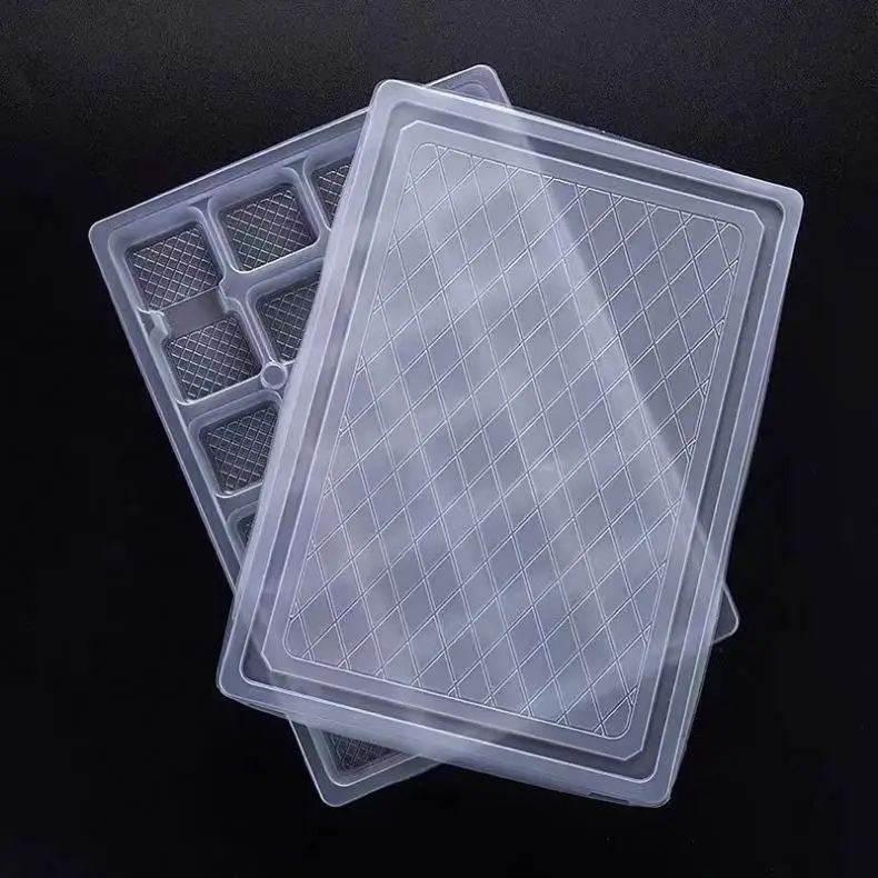 Plastic dumpling freezer tray packaging lining  frozen food packaging disposable dumpling tray with lids