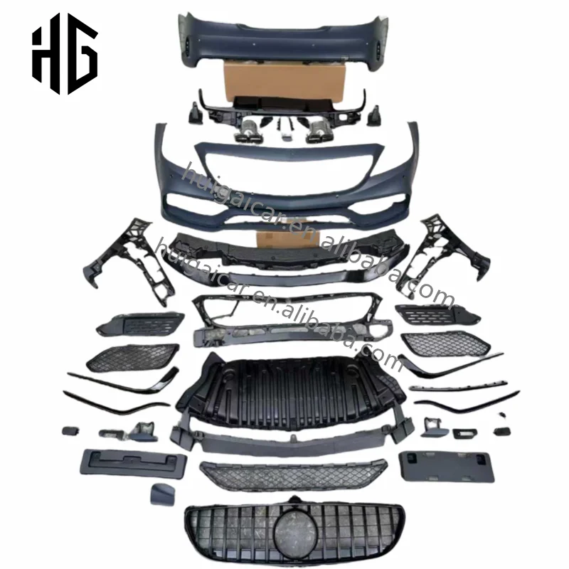 Upgrade 2018 Cls63 AMG Style Body Kit Front Rear Bumper Grill Assembly For Mercedes Cls W218 PP Materials