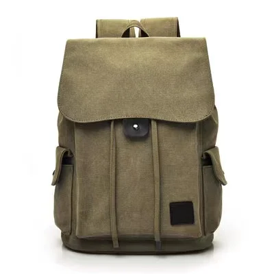 REAL FORT Leisure drawstring laptop bag canvas backpack for men Vintage school bag retro travel backpack for teenager