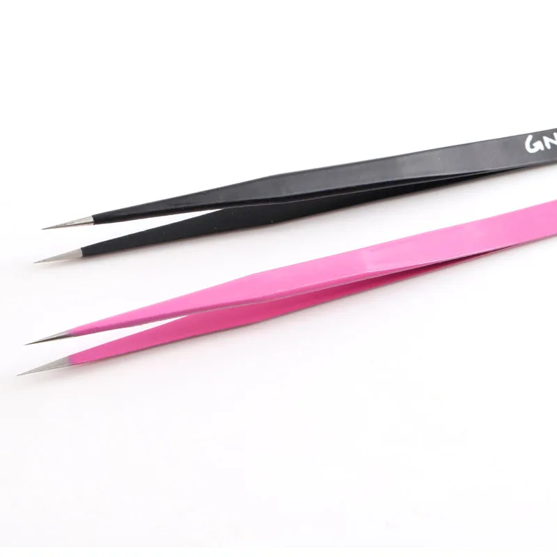 
TSZS hot selling pink black stainless steel nail tools anti-static dual purpose nail tweezer for manicure art 