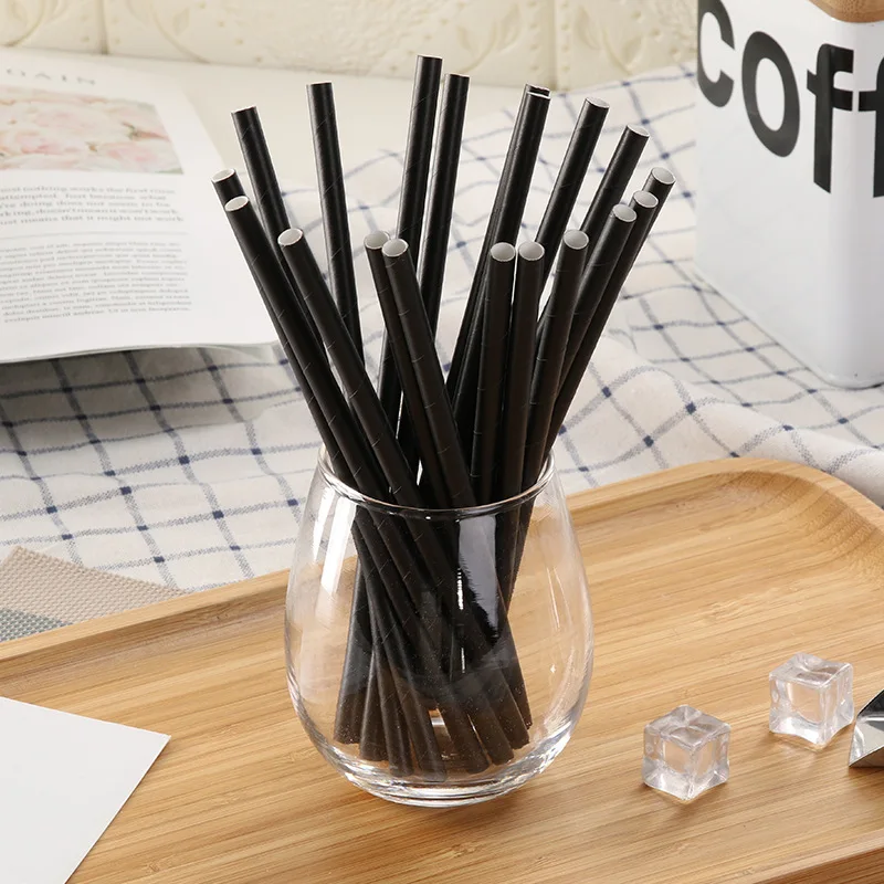 Paper straws paper straw black straw-secondary bar straw coffee drink straw 100 root
