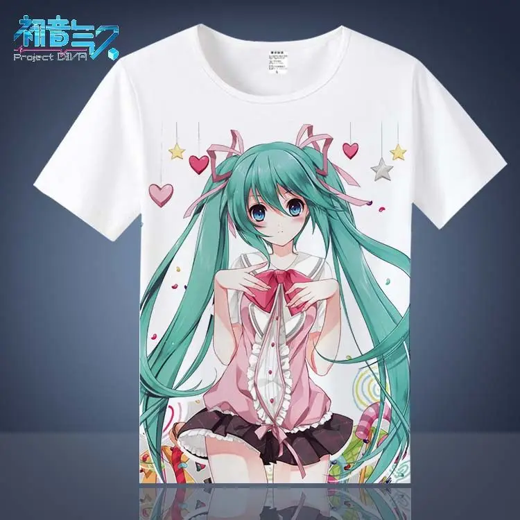 Hatsune Miku white summer high quality comfortable ordinary fastness T-shirt anime top