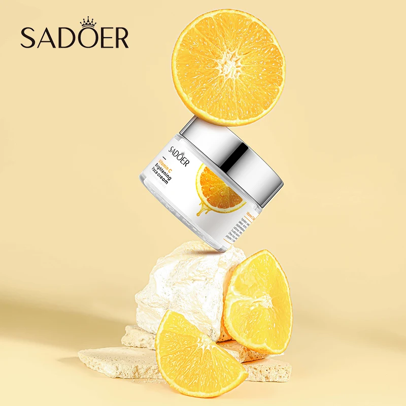OEM ODM SADOER Natural Orange Serum Lightweight Nourishing Facial Creams Vitamin C Smoothing Whitening Moisturize Face Cream