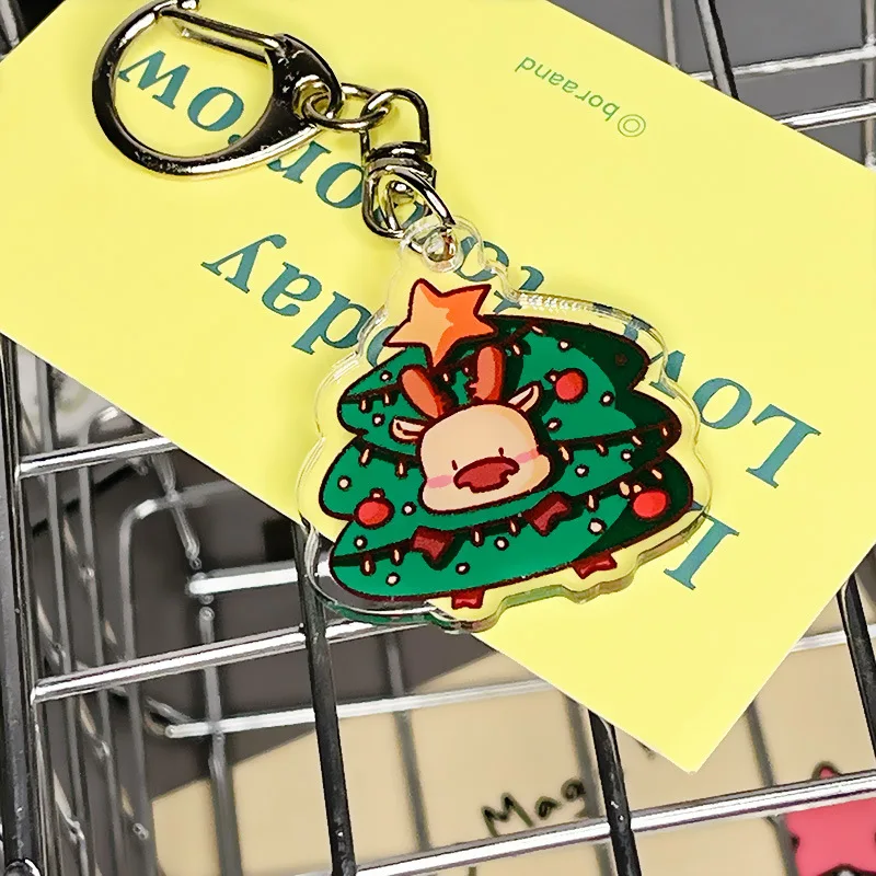 christmas decorations keychains Customized Acrylic Key chain 2D Plastic Charm Key Chain Custom Logo Personalized Pendant Charms