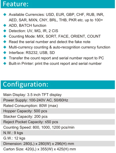 ST-4000 Dual CIS Two Pocket Mixed Denomination Bill Counter Currency Sorter Note Counting Machine