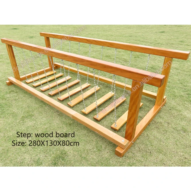 Douli kids outdoor rainbow shaped steel board swing chain bridge playground equipment for children