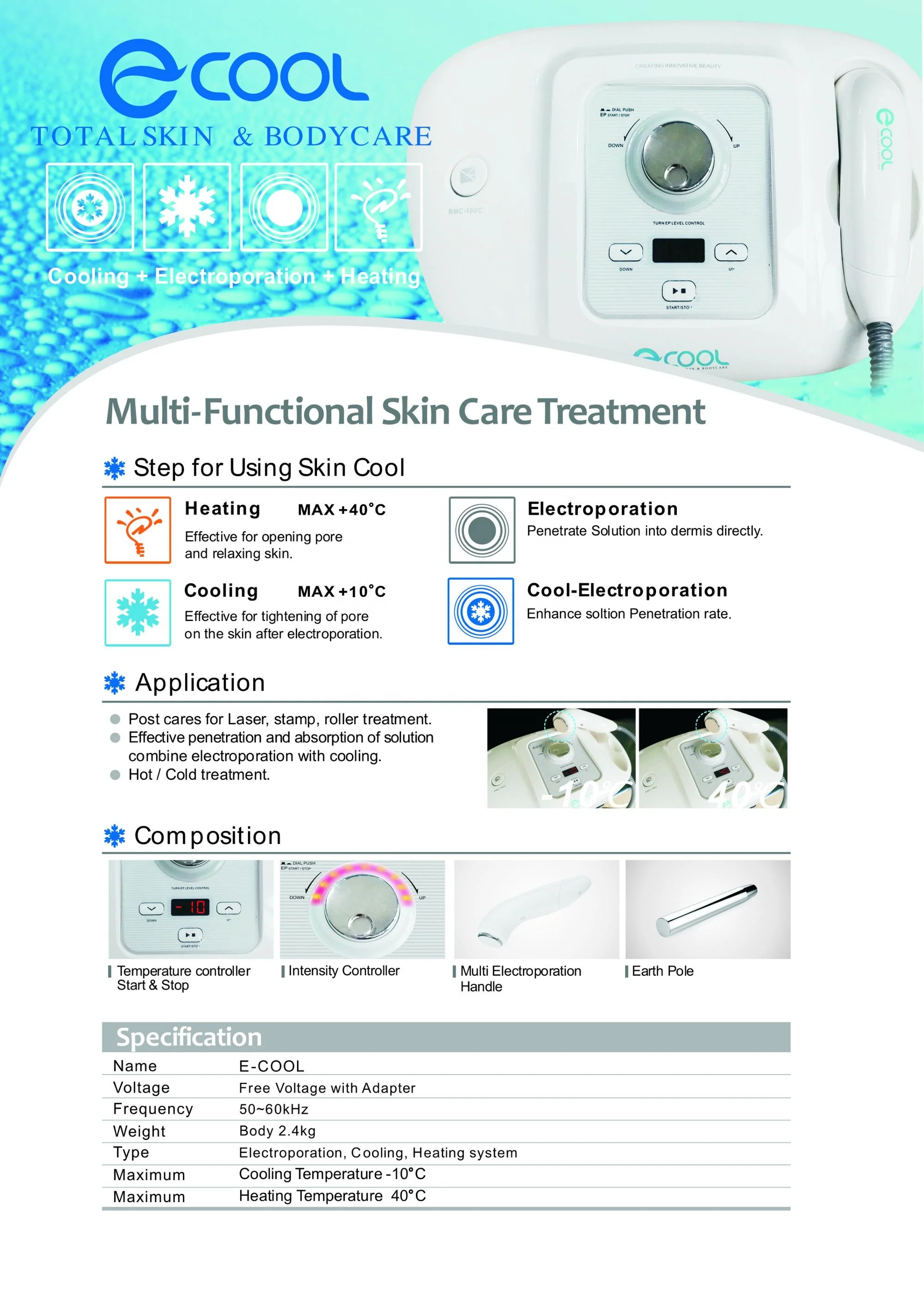 Skin Cool Electroporation no needle mesotherapy skin care machine
