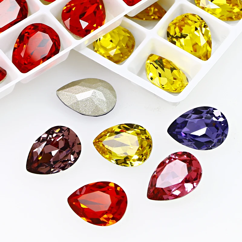 Factory Price High Quality Drop Shape Rhinestone Point Back Fancy Stone Crystal for Jewelry DIY glass pear stones
