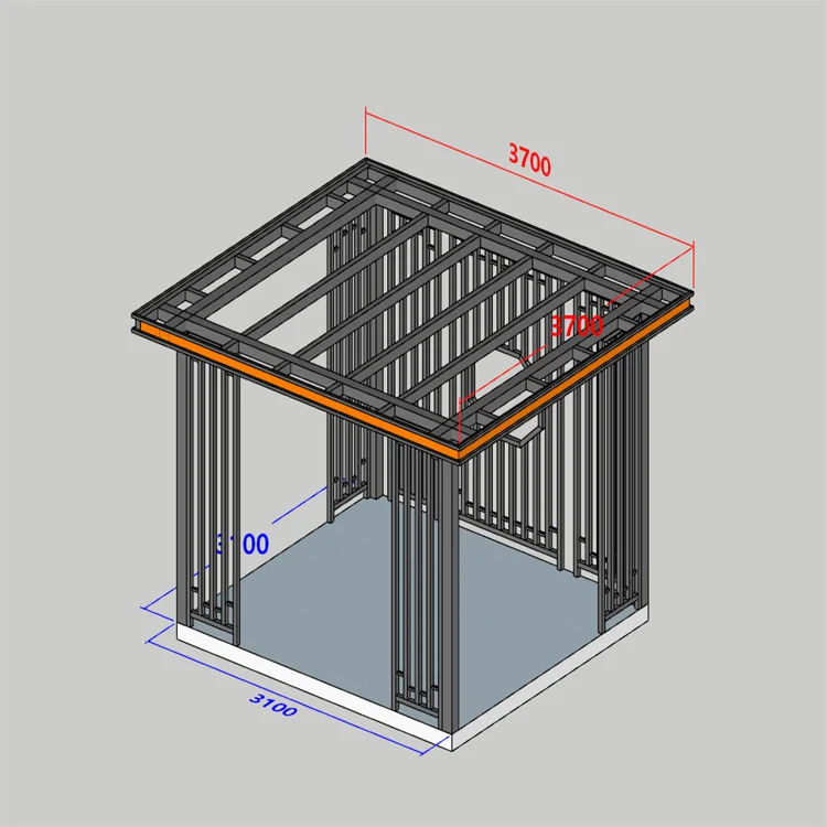 Modern Design Wrought Iron Gazebo Outdoor Pavilion Aluminium Waterproof Glass Roof Canopy