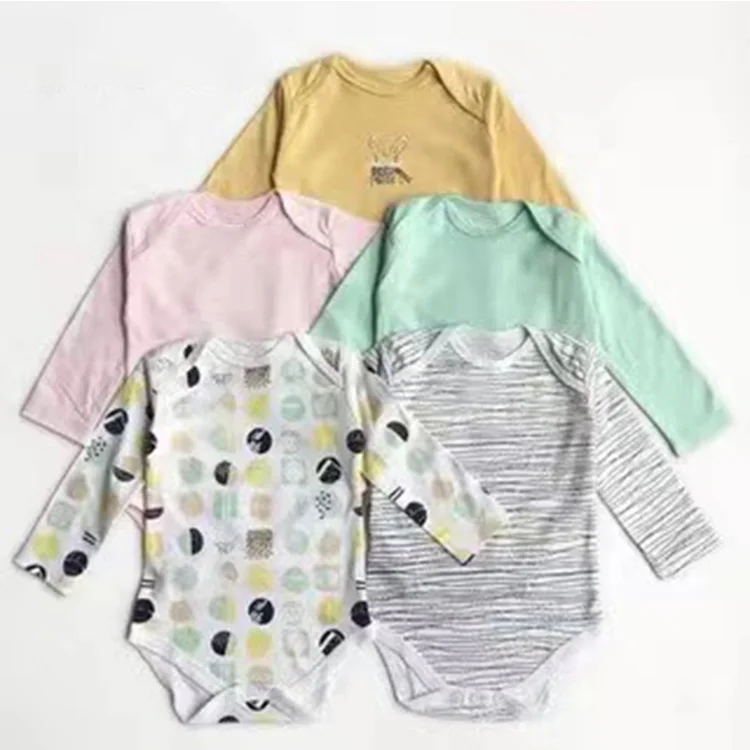 5pcs different models 100% cotton new arrival newborn boy girl onesie long sleeve romper baby