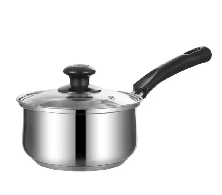 XINCHU High quality 16cm Stainless Steel Milk Pot 304 Steel Sauce Pot With Cover For Cooking Sheep Mi Wth Insulated Heat Handle