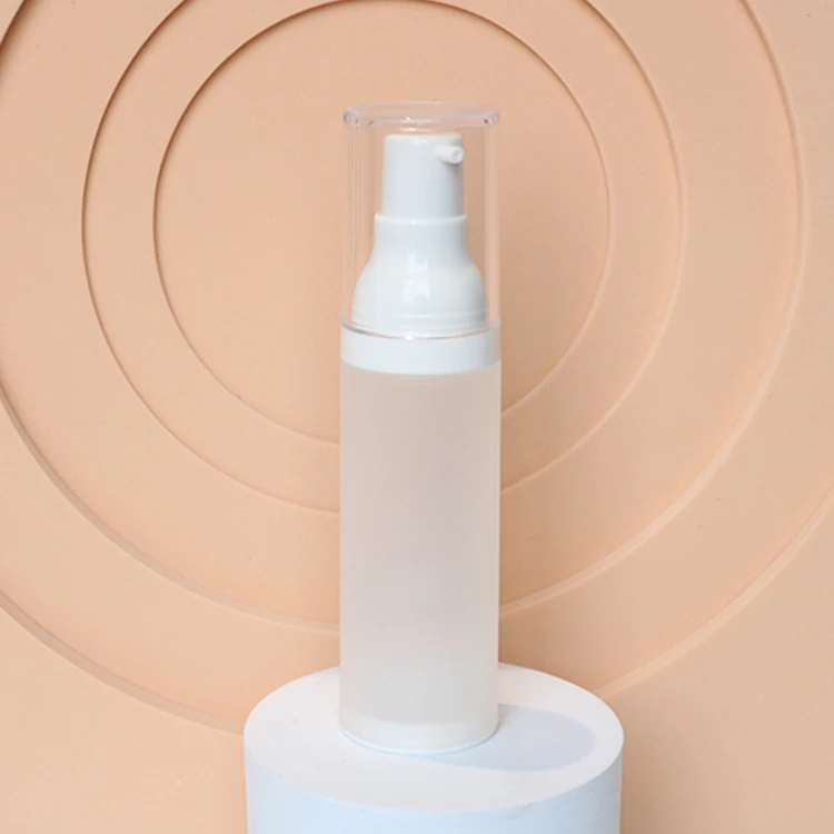 Airless pump bottle 30ml 50ml cosmetic matte recyclable packaging opaque glass gas free glass bottle