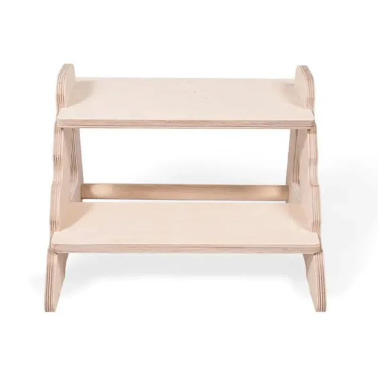 Wooden Chair Square Foot Stool Stepping Two Stairs Stool