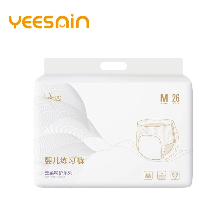 Organic Training Diapers Soft Super Absorption Dry Baby Diaper Pants Rubber