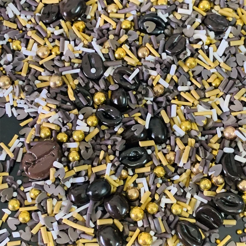 1kg/bag Mixed Coffee Bean Shape Resin Polymer Clay Slices Chocolate food  For Slime Fillers Holiday Diy Accessories